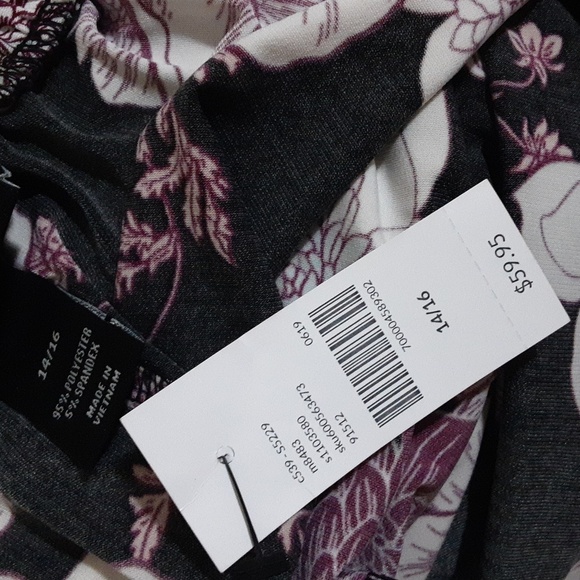 Lane Bryant Floral Black White Skirt Women 14/16 Pull On Elastic Waist Boho Y2k - Picture 5 of 7